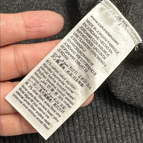 Calvin Klein Men’s Large Gray V-Neck Long‎ Sleeve Pullover Sweater Business Work - Picture 8 of 9